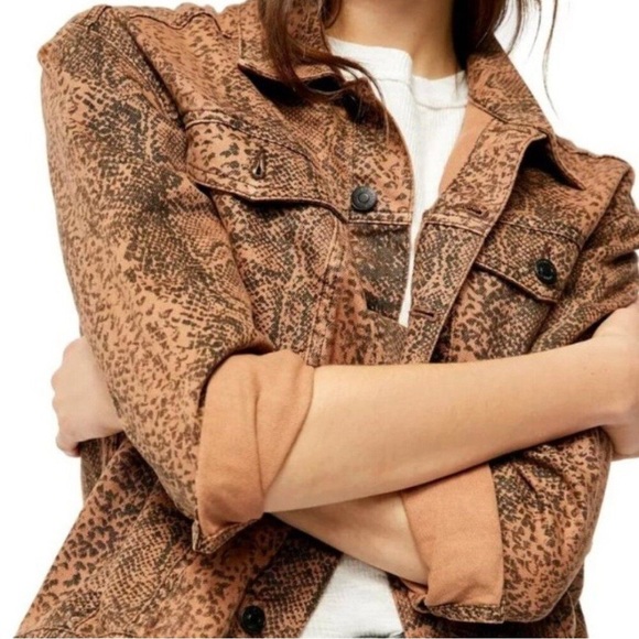 Freepeople Brown Snake Print Jacket - Picture 2 of 5